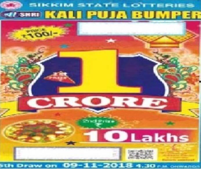 Kali Puja Bumper Lottery  Sikkim State Results