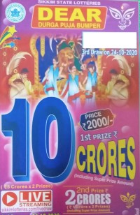 Sikkim Dear Durga Puja bumper lottery ticket 2020 image