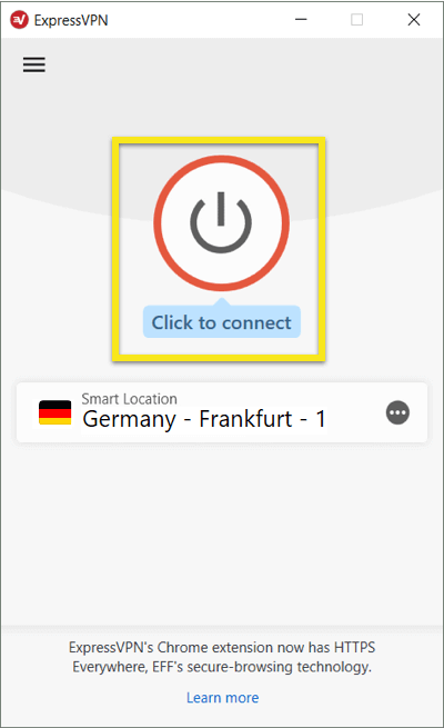 Click to connect to ExpressVPN