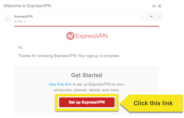 ExpressVPN Welcome email
